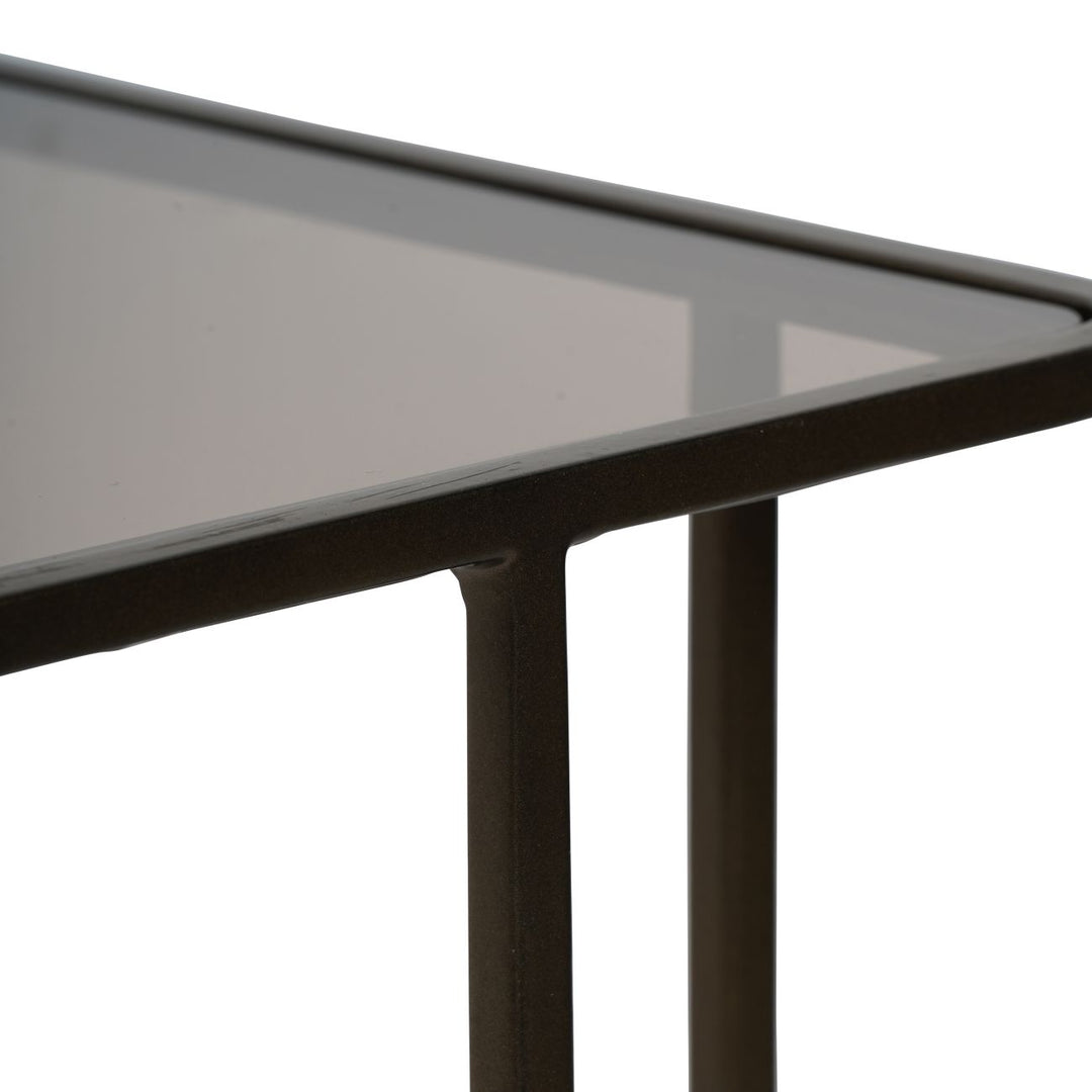 Salzburg Set of 2 Glass and Metal Side Tables, Dk Gold