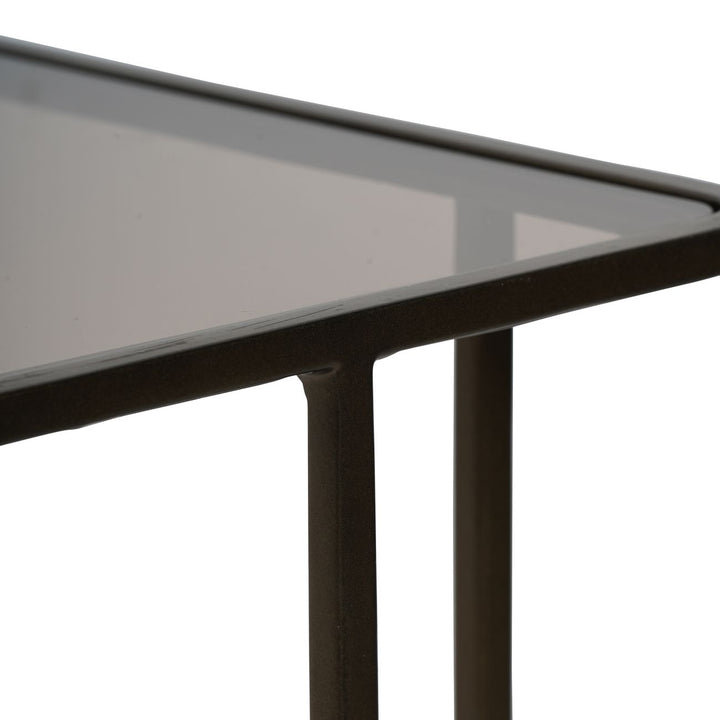 Salzburg Set of 2 Glass and Metal Side Tables, Dk Gold