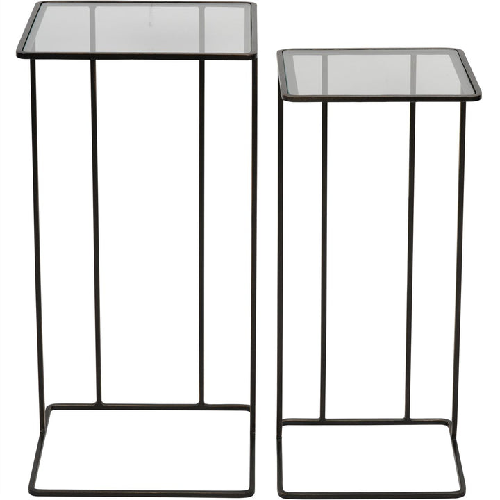 Salzburg Set of 2 Glass and Metal Side Tables, Dk Bronze