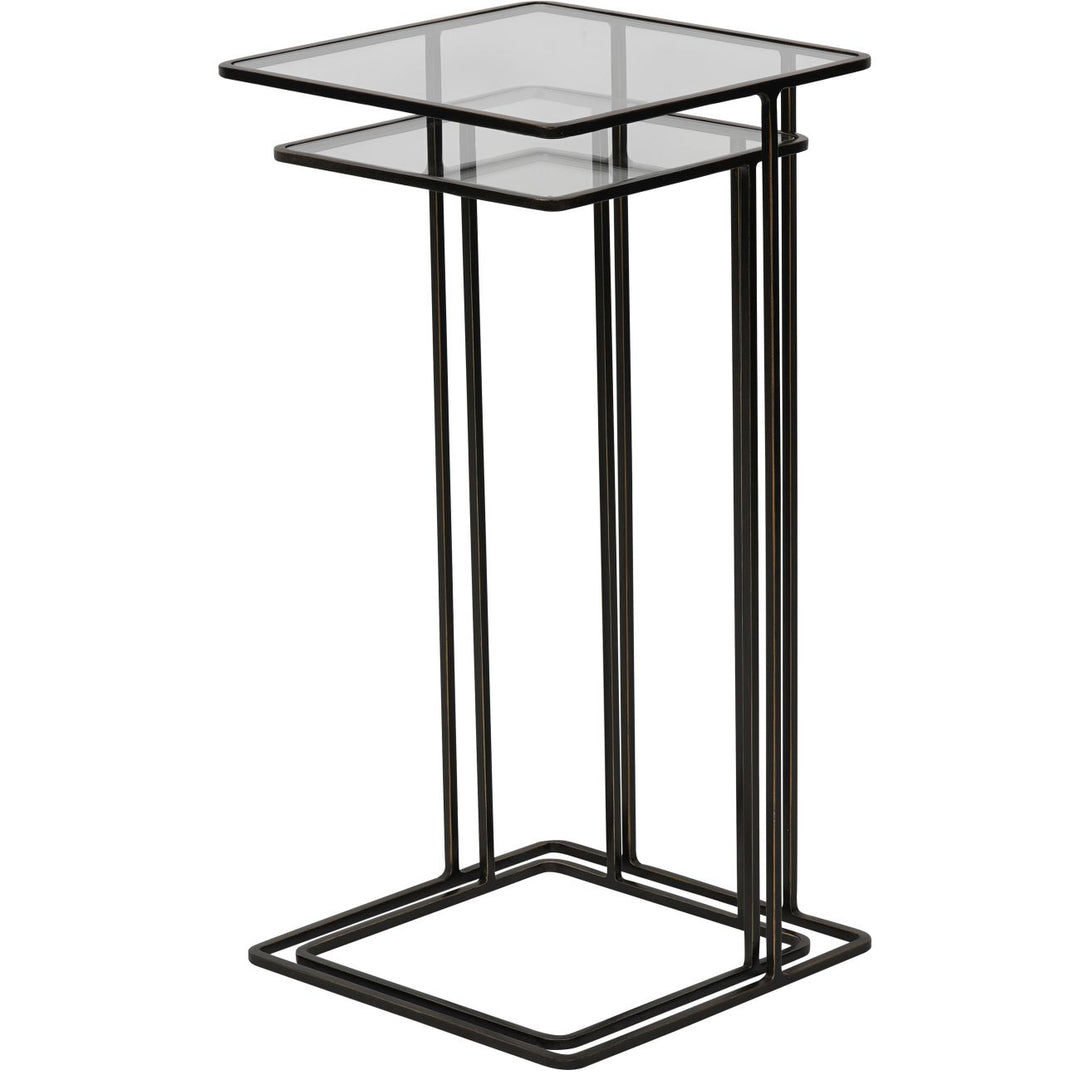 Salzburg Set of 2 Glass and Metal Side Tables, Dk Bronze
