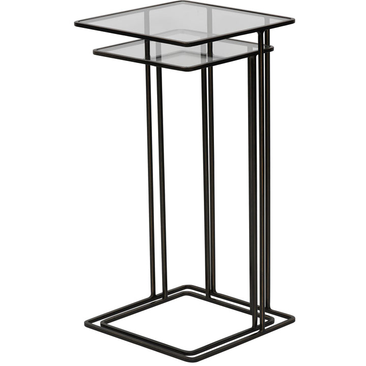 Salzburg Set of 2 Glass and Metal Side Tables, Dk Bronze