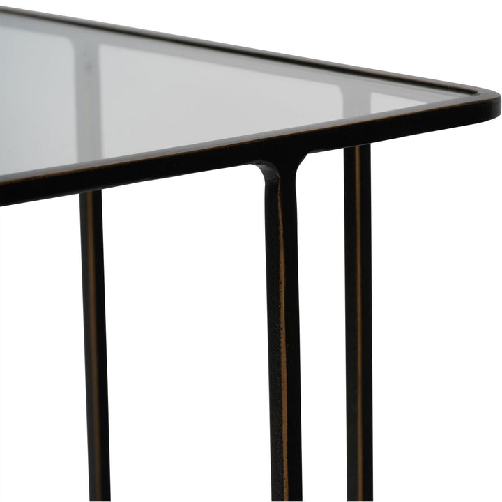 Salzburg Set of 2 Glass and Metal Side Tables, Dk Bronze