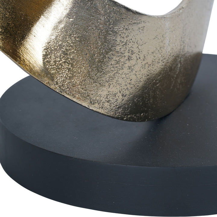 Ribbon Knot Sculpture on Black Wooden Base