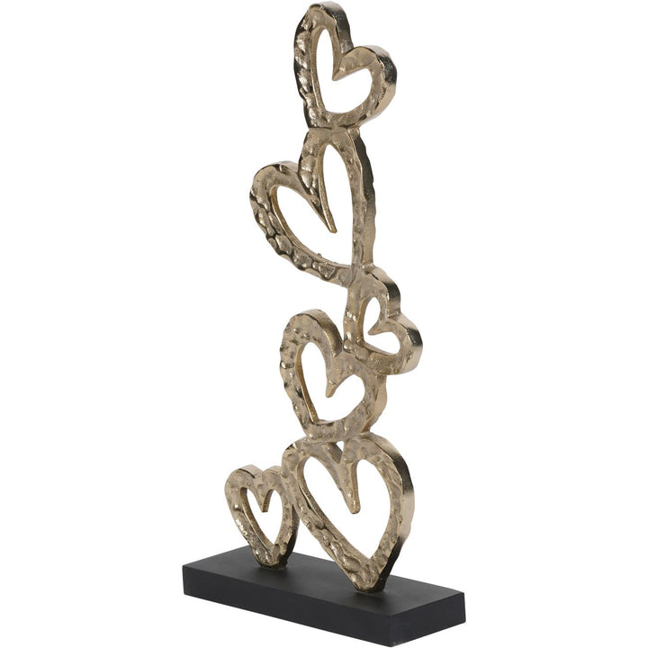 Multi Hearts Sculpture on Black Wooden Base