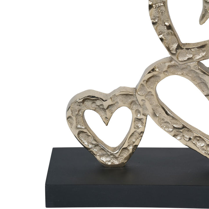 Multi Hearts Sculpture on Black Wooden Base