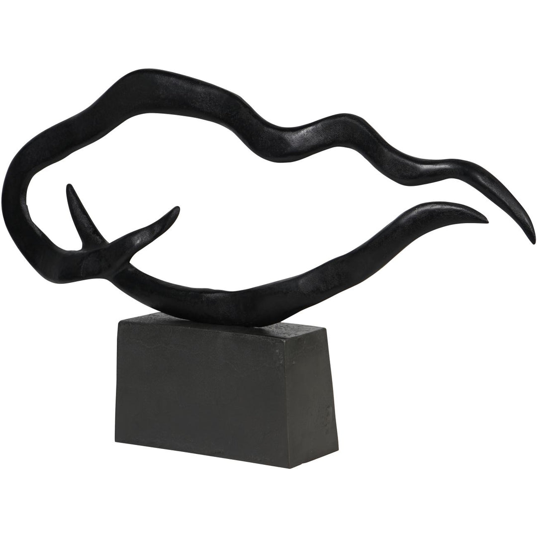 Isla Large Textured Black Aluminium Abstract Sculpture