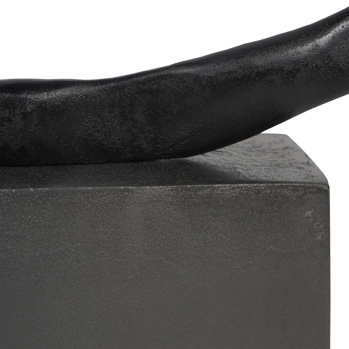 Isla Large Textured Black Aluminium Abstract Sculpture
