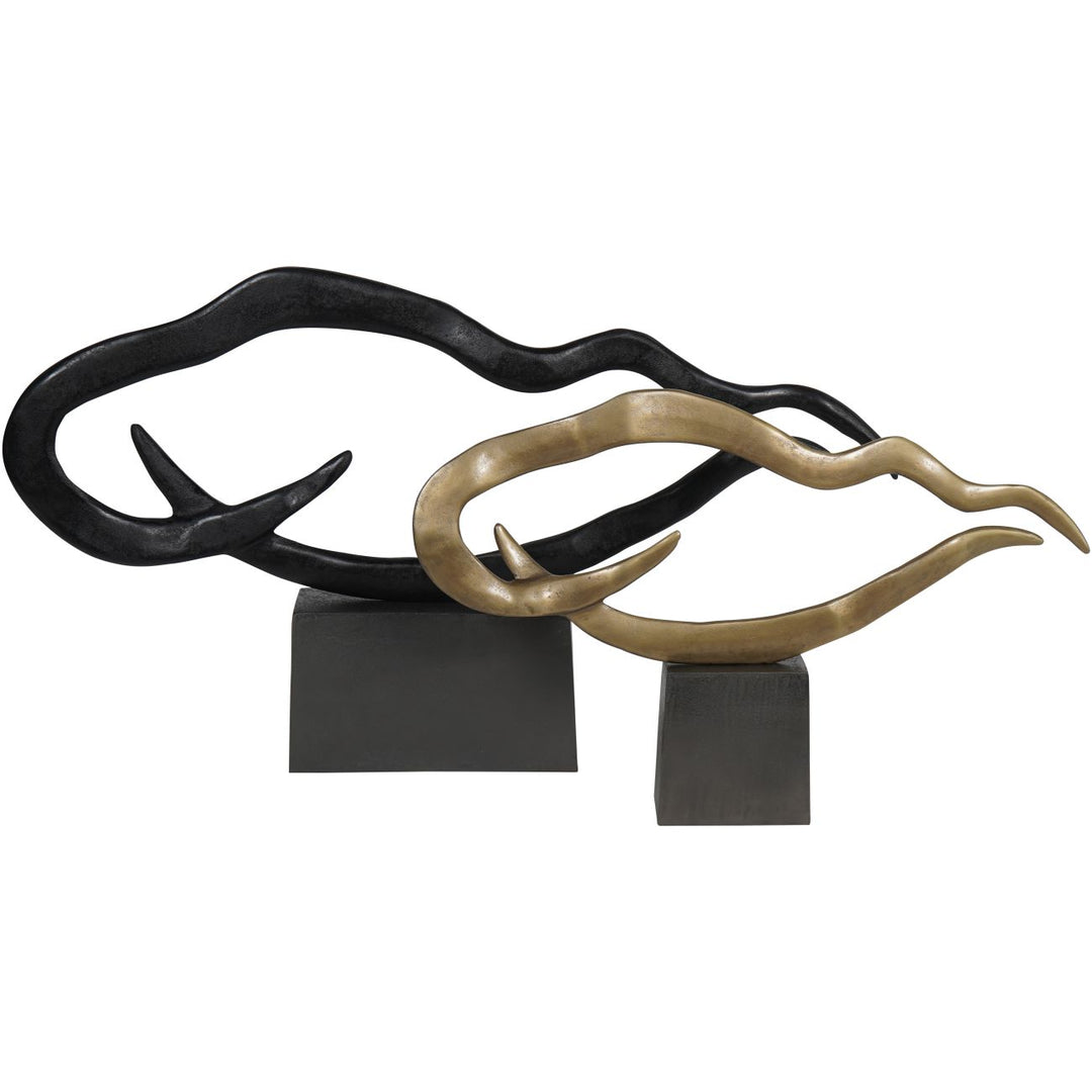 Isla Large Textured Black Aluminium Abstract Sculpture