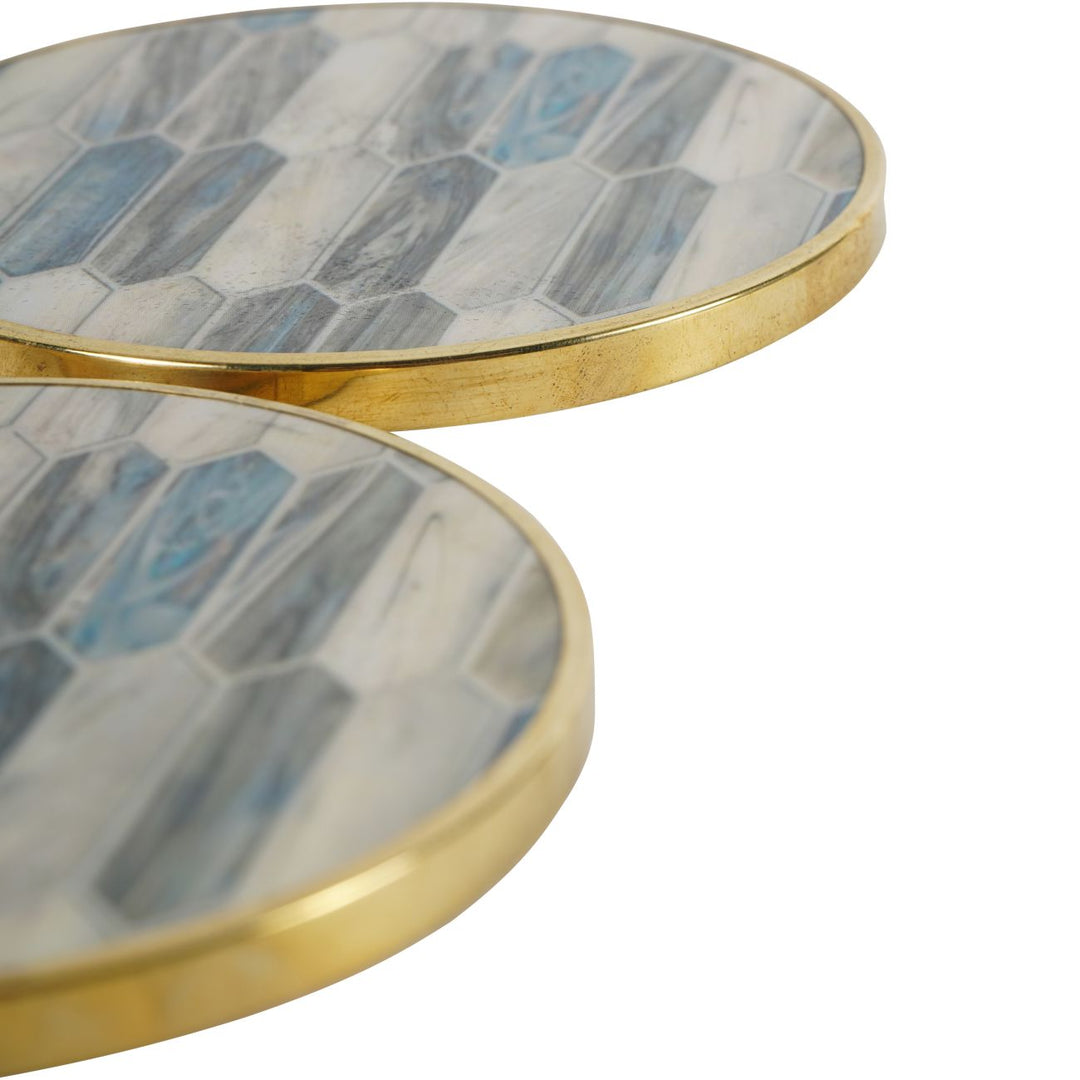 Blue Grey Mosaic Style Set of 4 Coasters