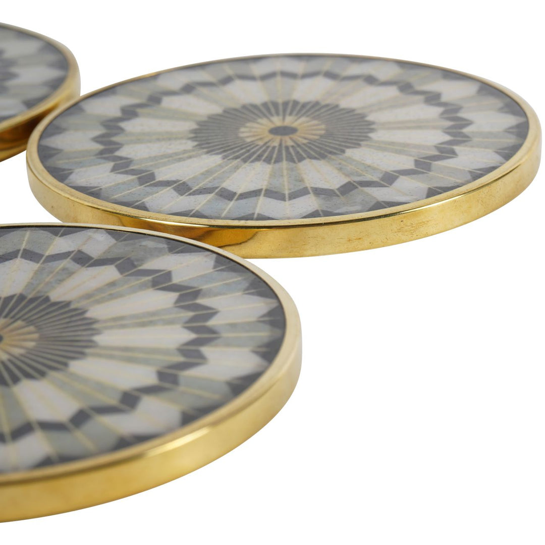 Black Circular Design Set of 4 Coasters