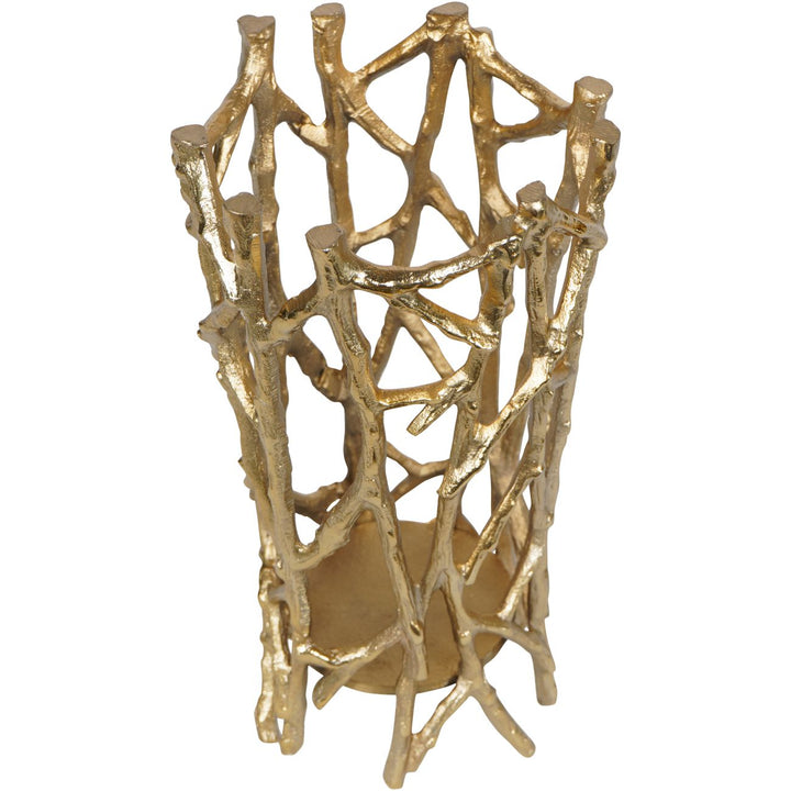 Twig Gold Round Pillar Holder Large
