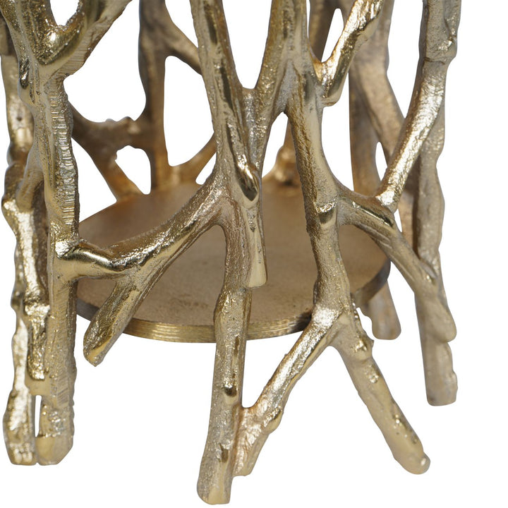 Twig Gold Round Pillar Holder Large