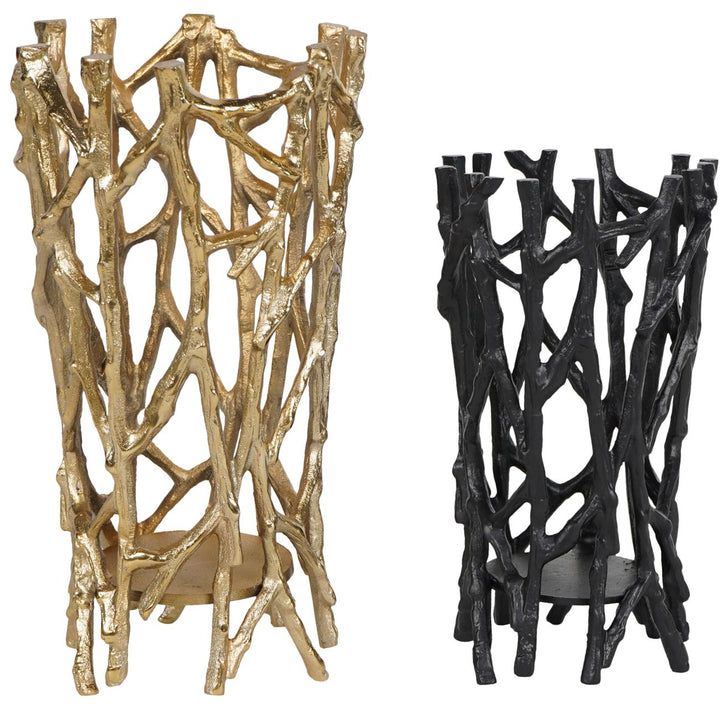 Twig Gold Round Pillar Holder Large
