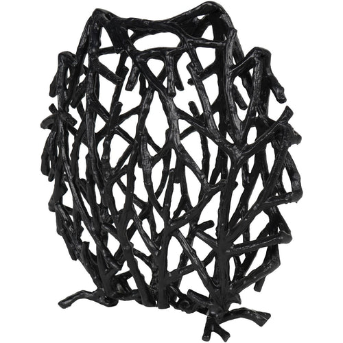 Twig Sculpture Disc Vase Black