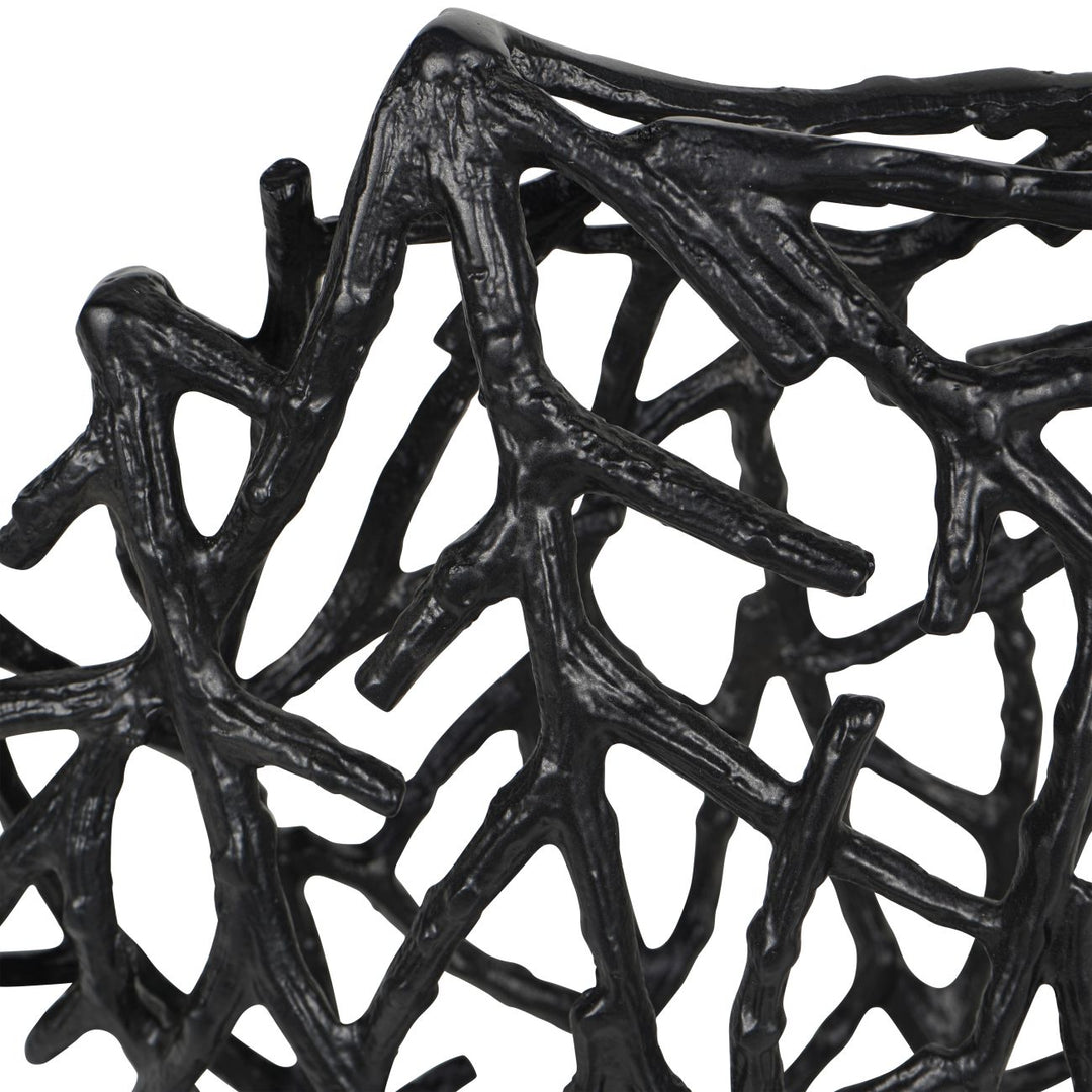 Twig Sculpture Disc Vase Black