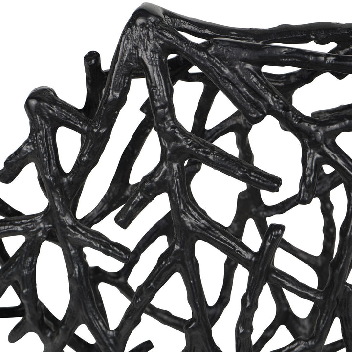 Twig Sculpture Disc Vase Black