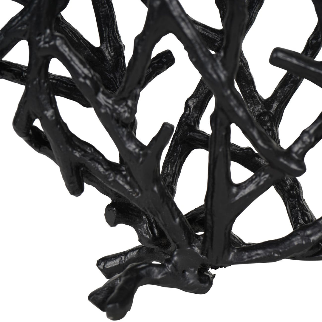 Twig Sculpture Disc Vase Black