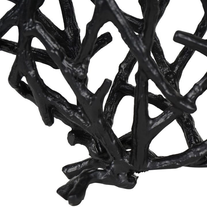 Twig Sculpture Disc Vase Black