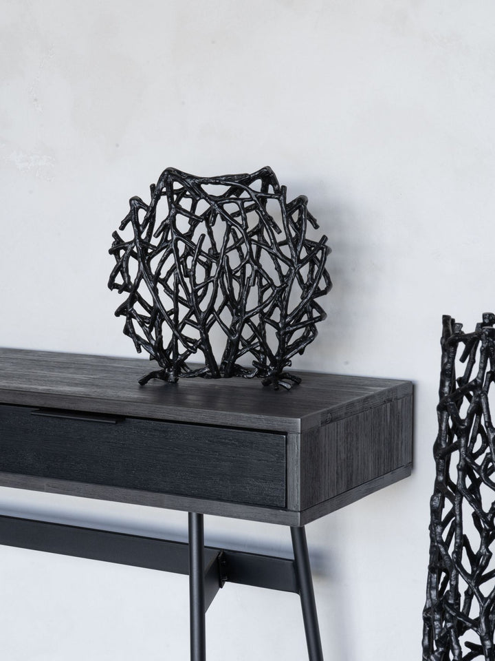 Twig Sculpture Disc Vase Black