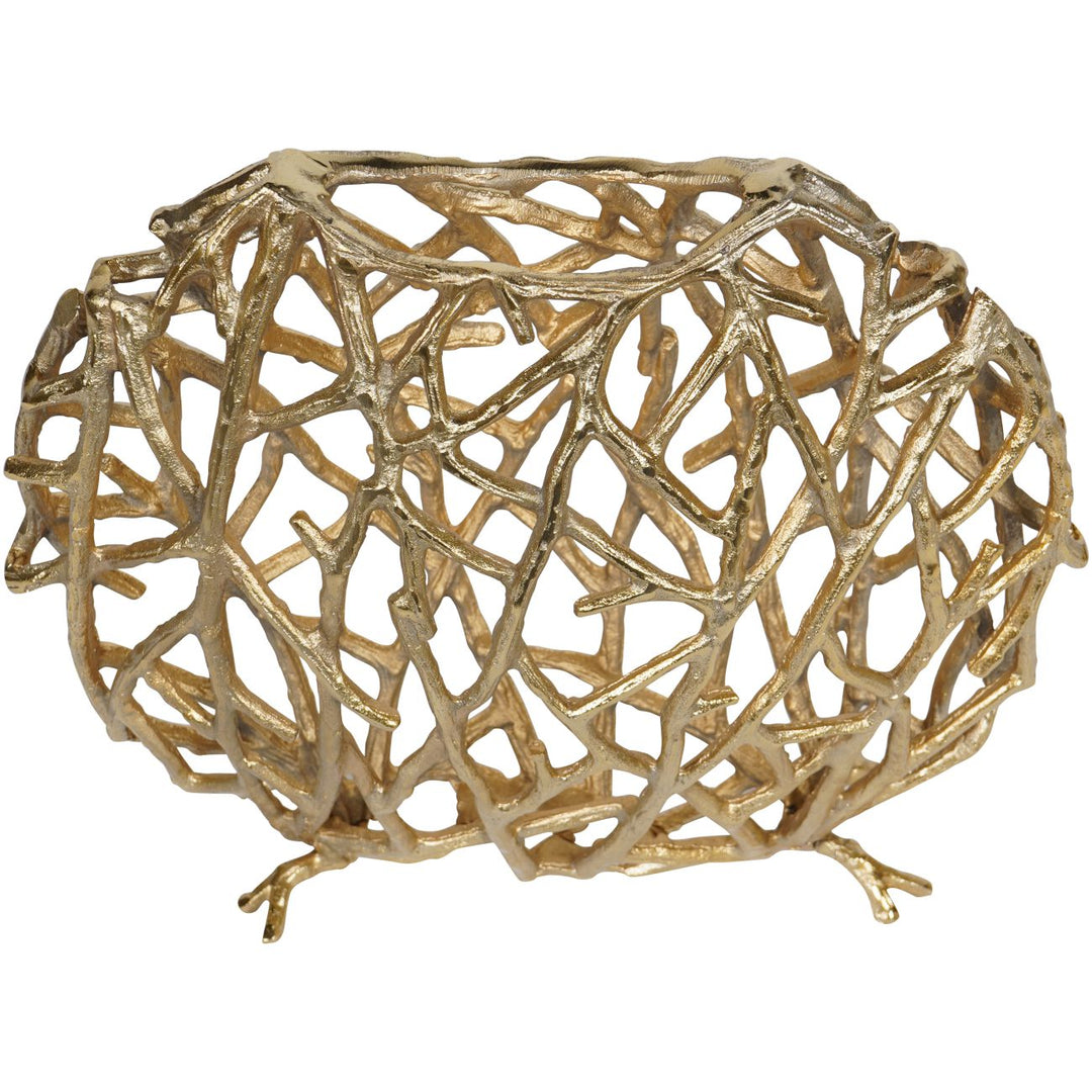 Twig Sculpture Disc Vase Gold