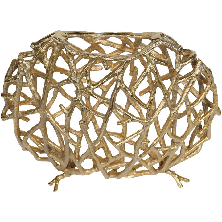 Twig Sculpture Disc Vase Gold