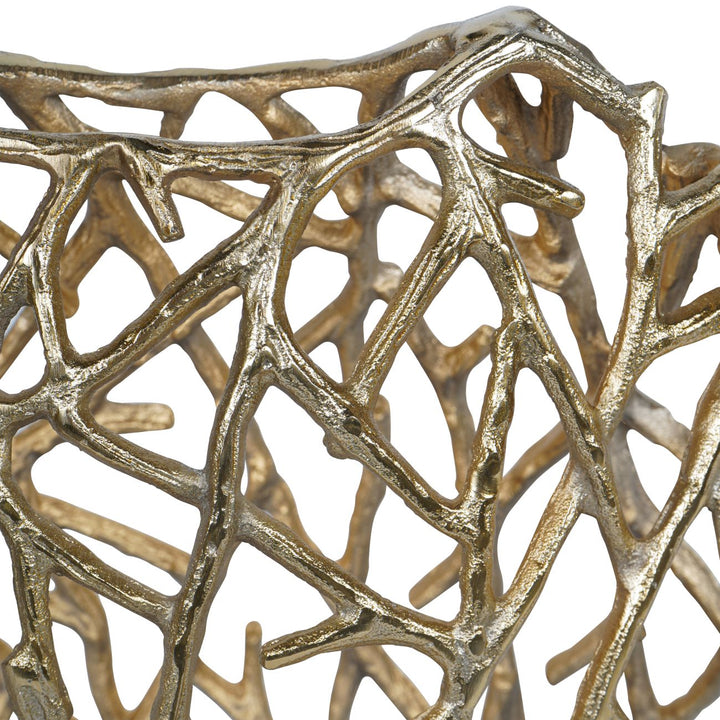 Twig Sculpture Disc Vase Gold
