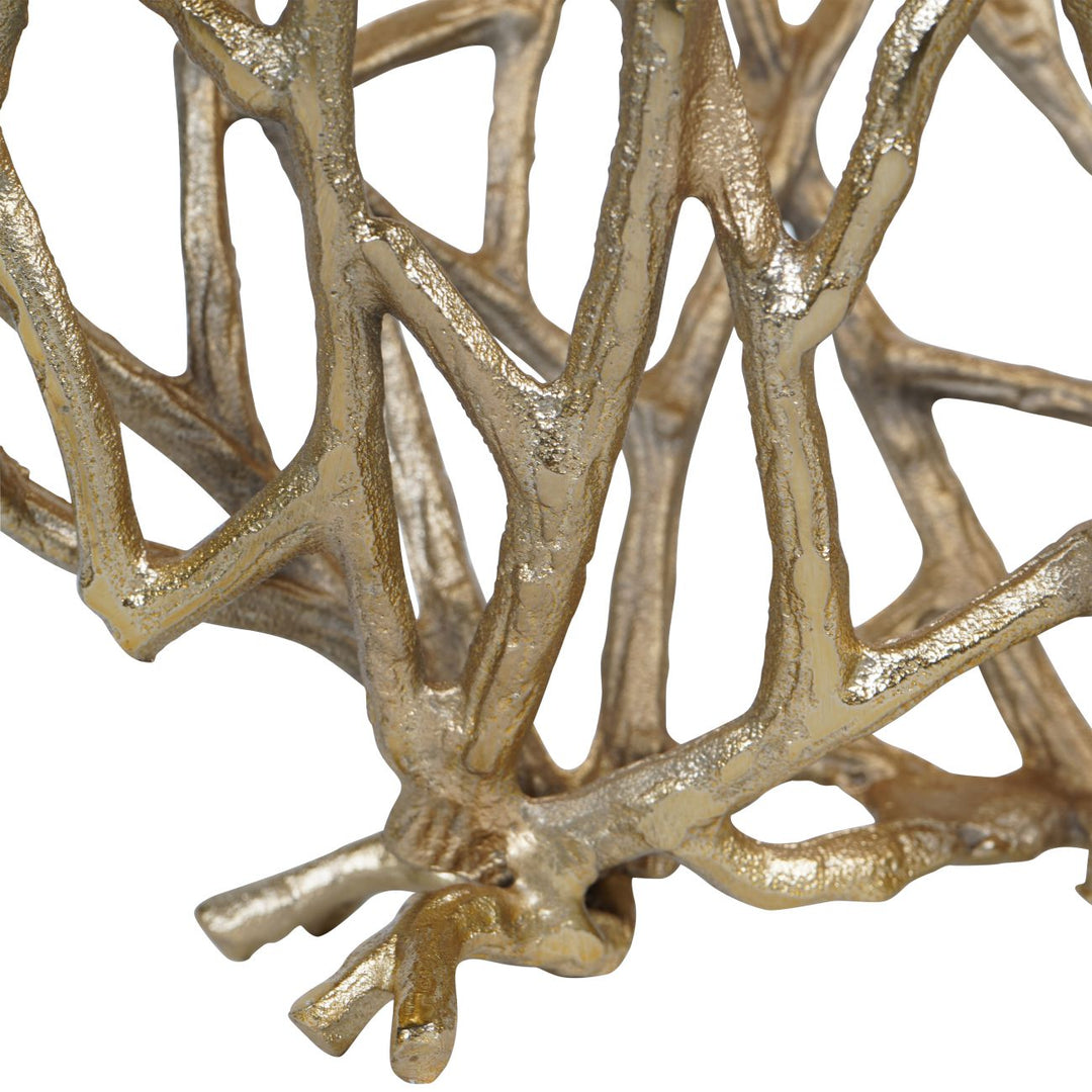 Twig Sculpture Disc Vase Gold