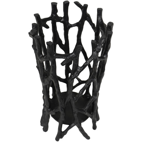 Twig Black Round Pillar Holder Large