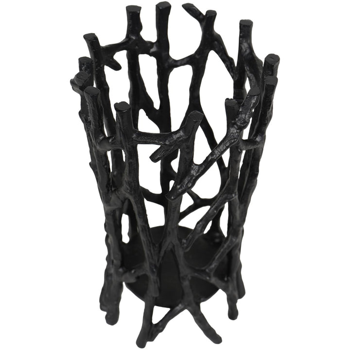 Twig Black Round Pillar Holder Large