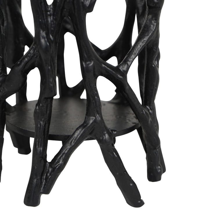 Twig Black Round Pillar Holder Large