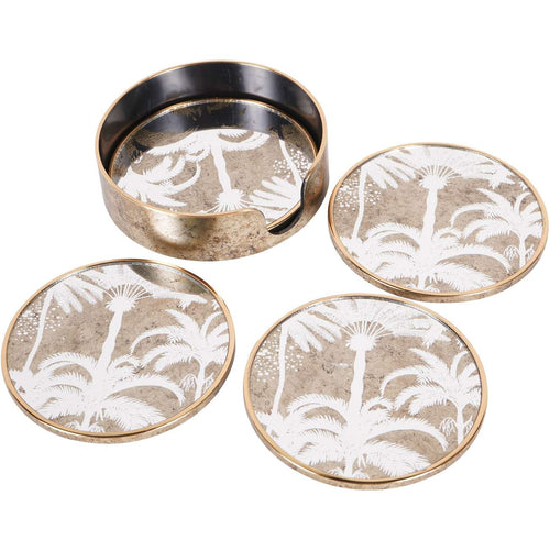 Palm Tree Round Coasters Set of 4