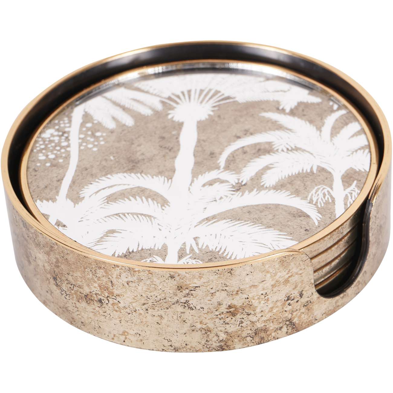 Palm Tree Round Coasters Set of 4