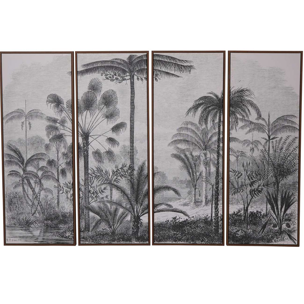Palm Set of 4 Framed Canvas Wall Art 180x120cm
