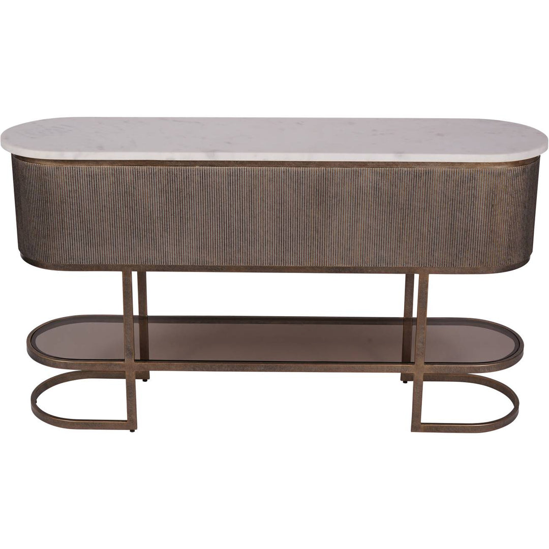 Belvedere Aged Gold Console With Shelf 140x35x80