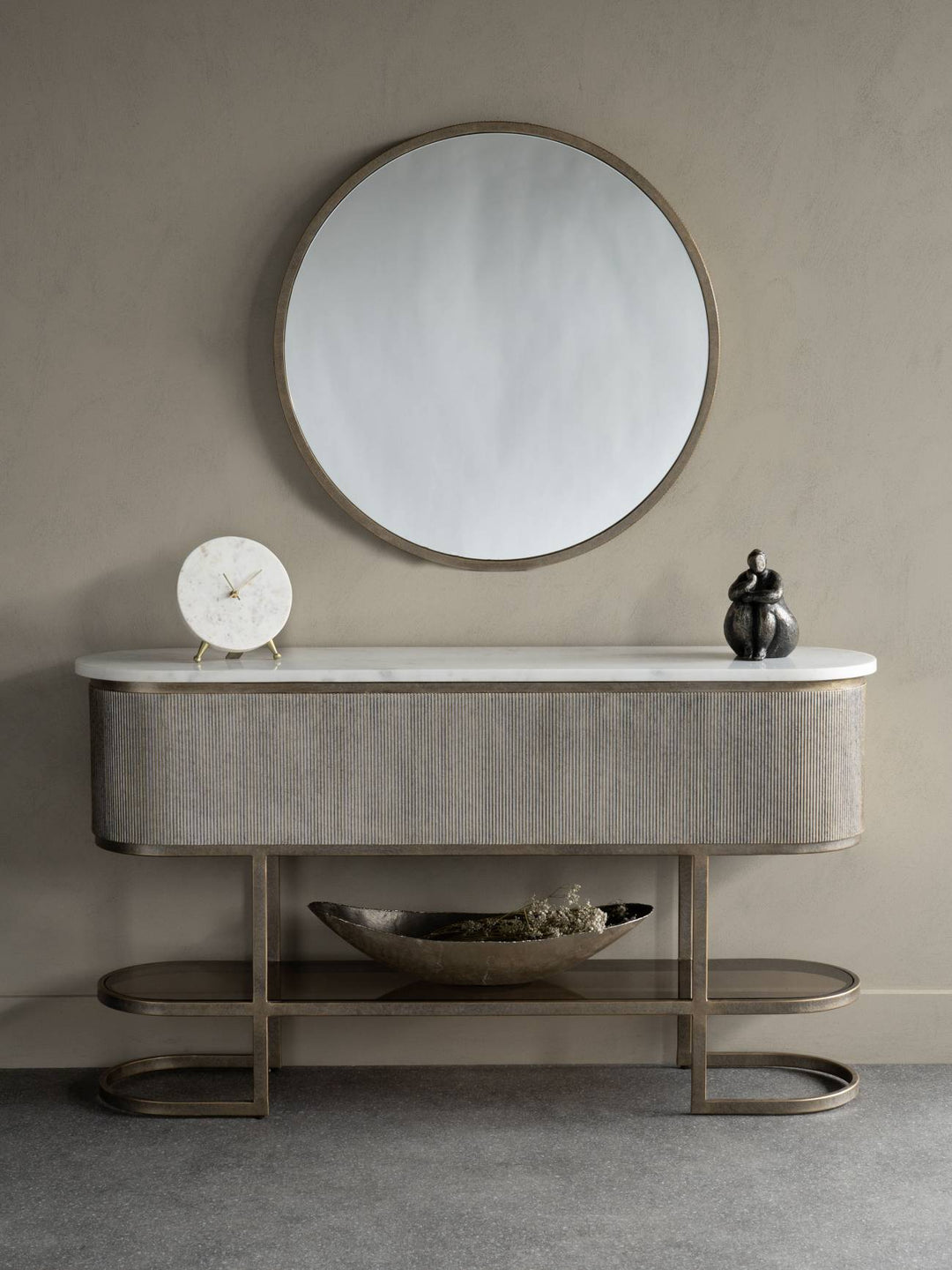 Belvedere Aged Gold Console With Shelf 140x35x80