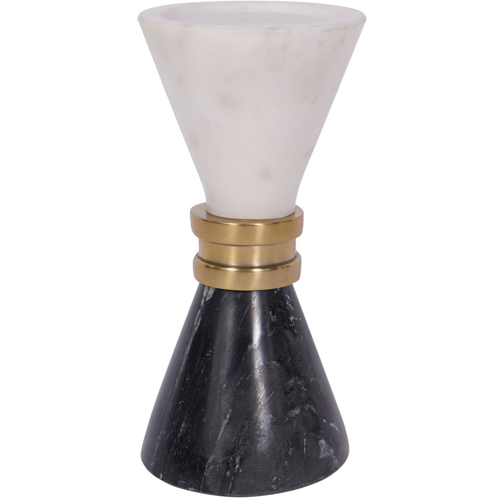 Ravello White & Black Marble Candle Holder 25cm