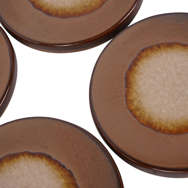 Medway Reactive Glaze Ochre Coaster Set of 4