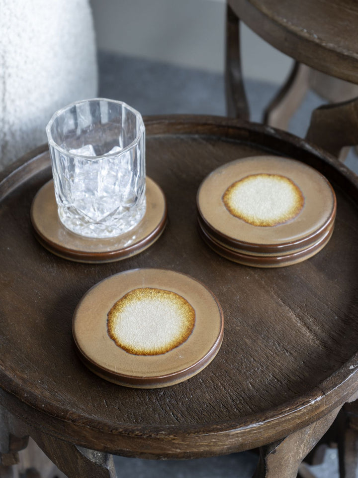 Medway Reactive Glaze Ochre Coaster Set of 4