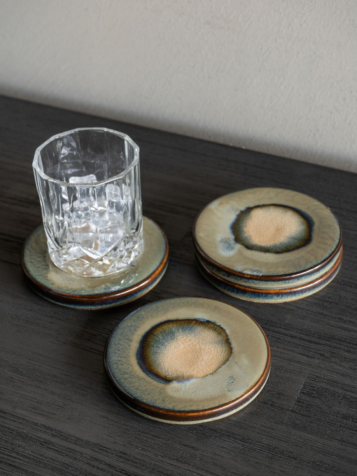 Medway Reactive Glaze Blue Coaster Set of 4