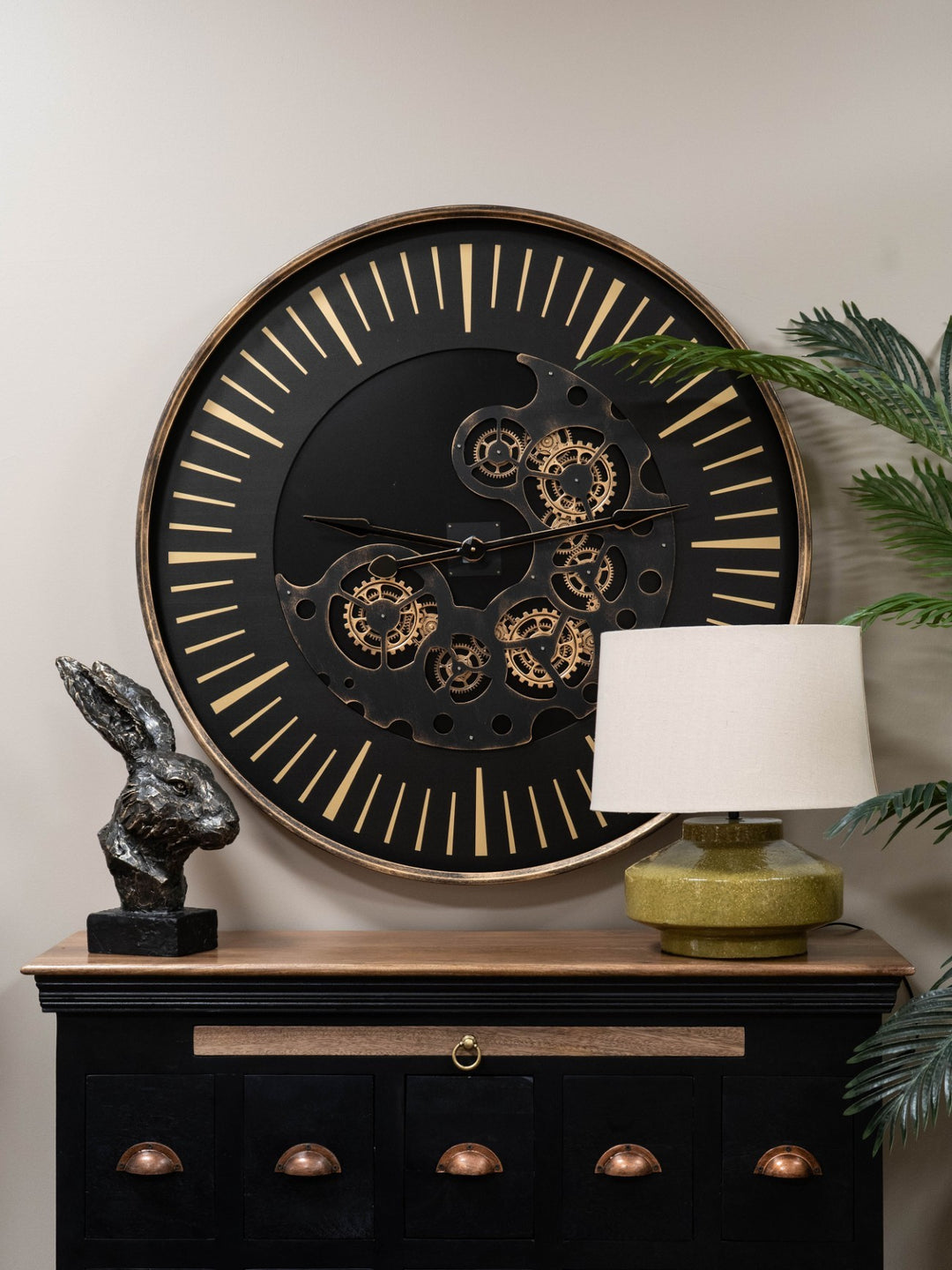 Palladium Wall Clock with moving Cogs 100cm