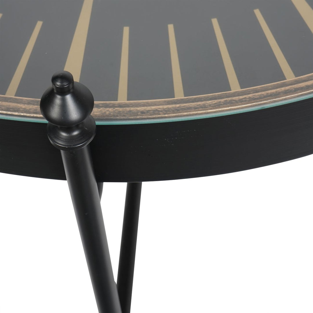 Palladium Coffee Clock Table with Moving Cogs Black Gold