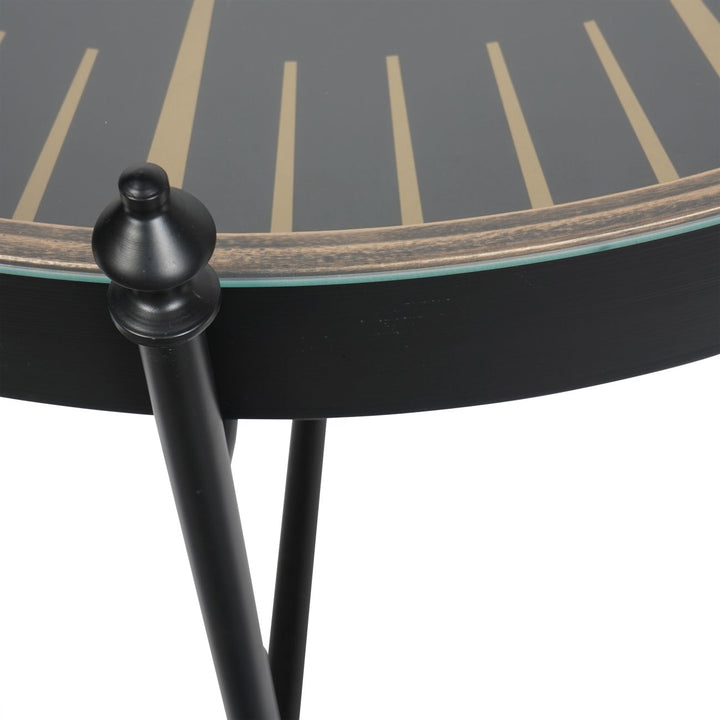 Palladium Coffee Clock Table with Moving Cogs Black Gold