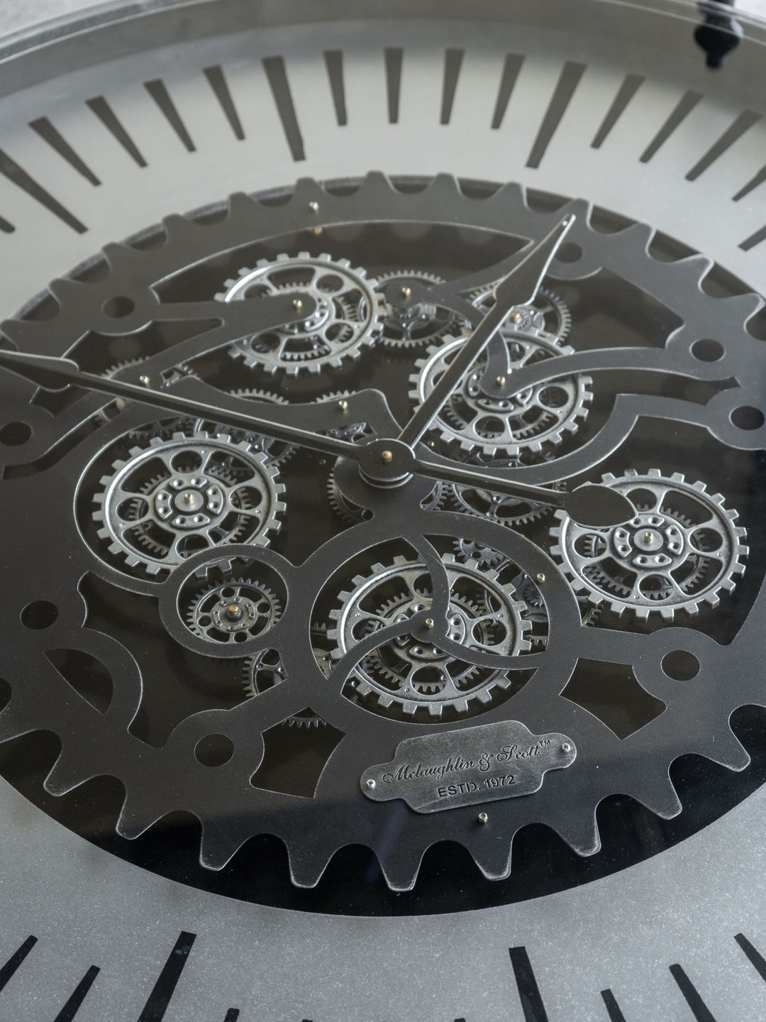Palladium Coffee Table Wall Clock with Moving Cogs