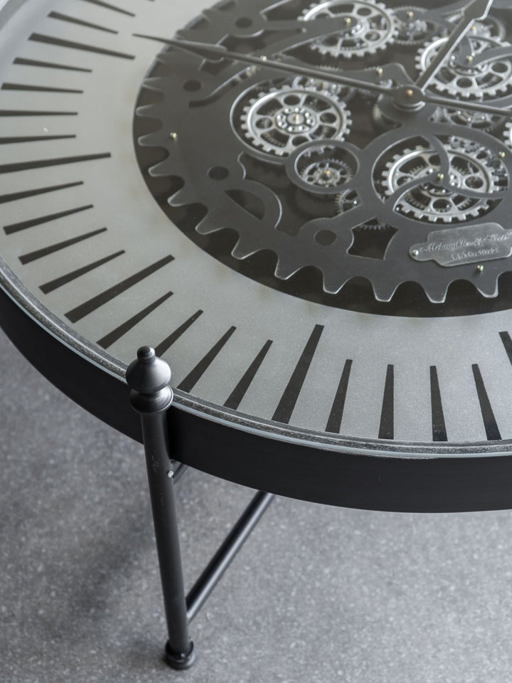 Palladium Coffee Table Wall Clock with Moving Cogs