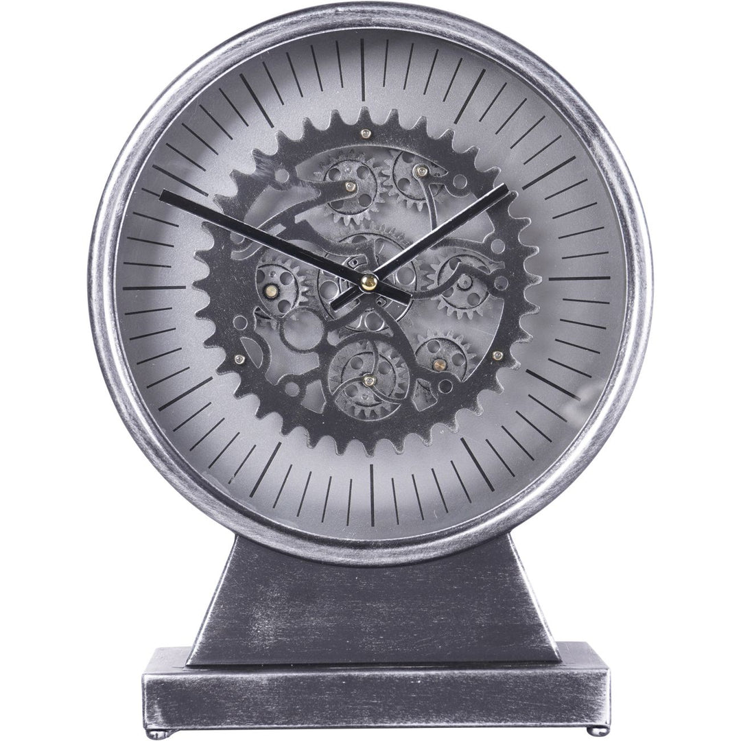 Palladium Mantel Clock with Moving Cogs Black Nickel