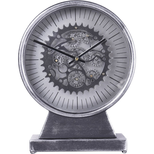 Palladium Mantel Clock with Moving Cogs Black Nickel