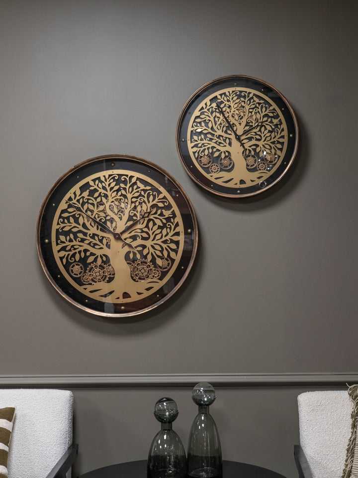 Viking Tree Wall Clock Moving Cogs 80cm