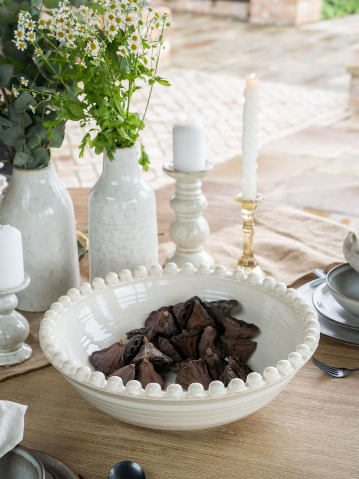 Mediterranean Reactive Glaze Ceramic Bowl Cream