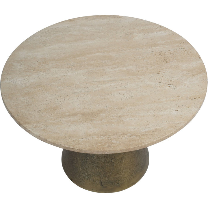Clifton II Antique Brass and Light Travertine Coffee Table Small 60cm