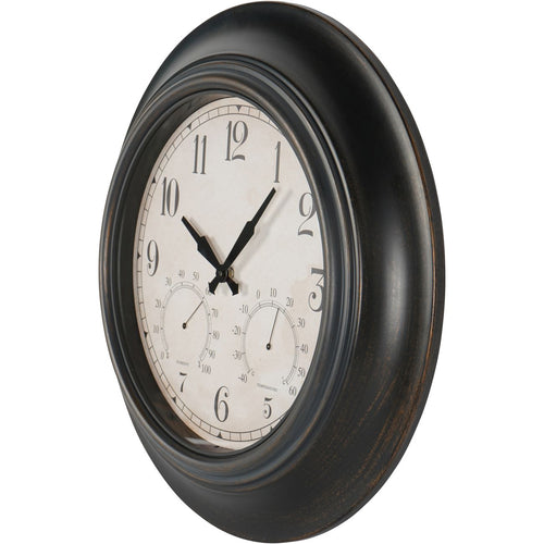 Outdoor Clock with Temperature and Humidity Black 53.3cm